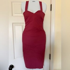 Vesper US 6 Pink Bodycon Midi Dress Cross Back Stretch
